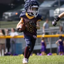 Titans football player carrying the ball during a game