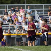 Young flag football athletes during a game